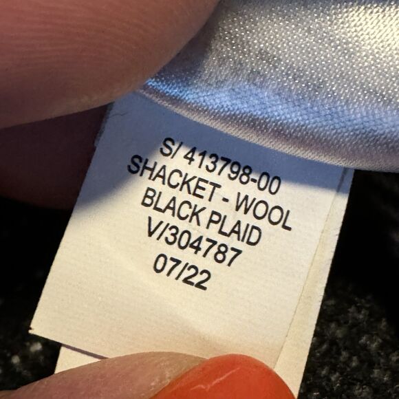 OLD NAVY Black Plaid Soft Brushed Shacket Wool Jacket Pockets Women’s Large L - Picture 7 of 14